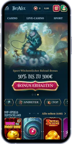 Konto mit Bonus und Spielen