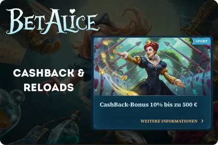 Cashback und Reloads bei BetAlice – bis zu 500€
