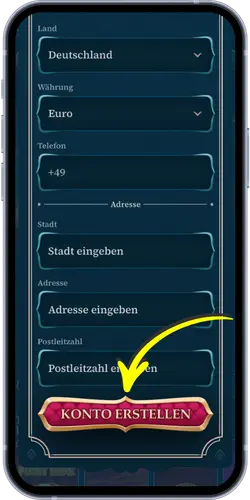 Registrierung – Adresse und PLZ