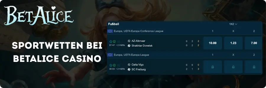 Sportwetten bei BetAlice – Fußballwetten und Quoten