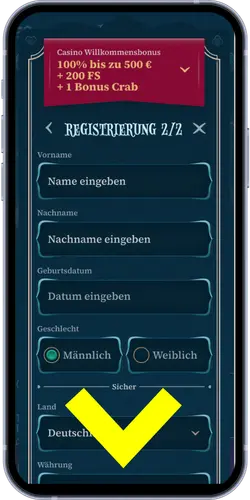 Registrierung – persönliche Daten