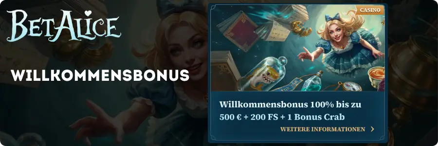 Willkommensbonus bei BetAlice – 100% bis 500€
