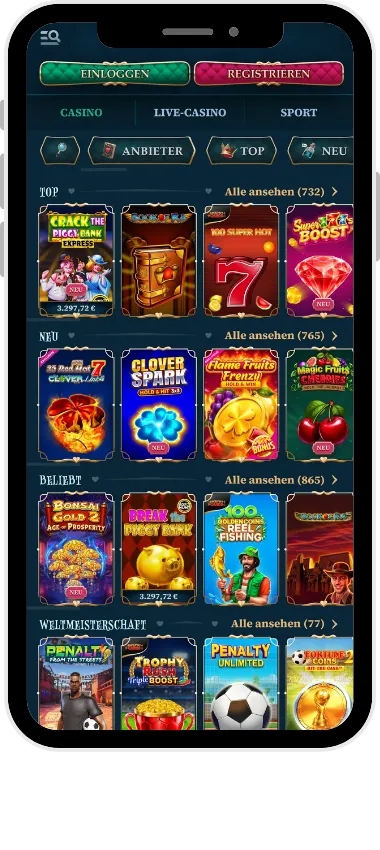 BetAlice Casino Spielauswahl auf der Plattform